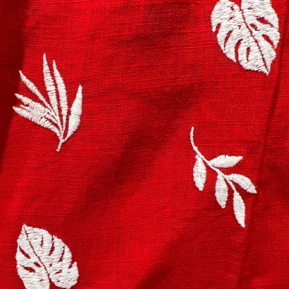 NWT. Ann Taylor Linen Blend Embroidered Wide Leg Crop Pant. - Picture 7 of 11